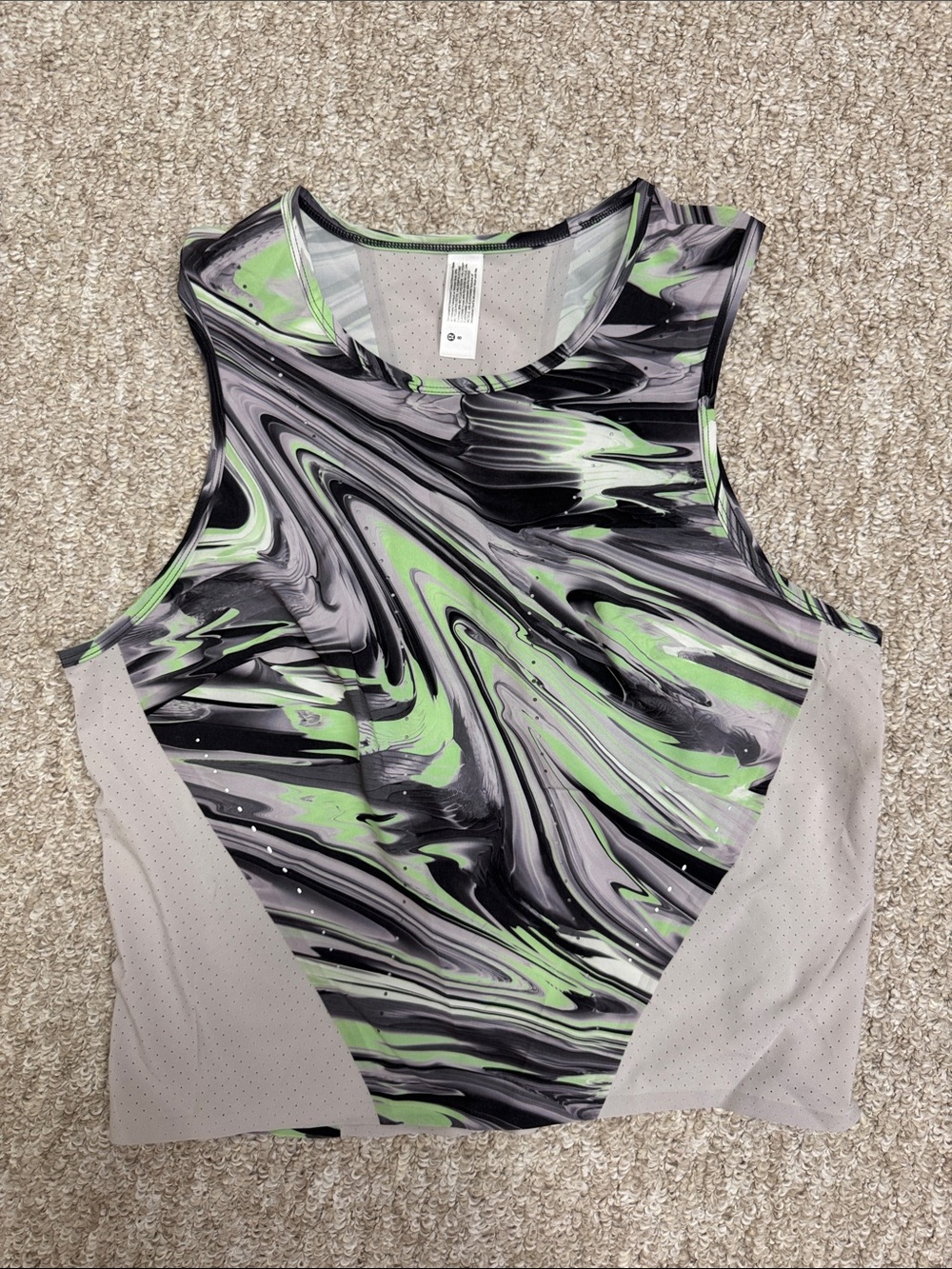 lululemon athletica Marble-Print Performance Tank in Green and Black